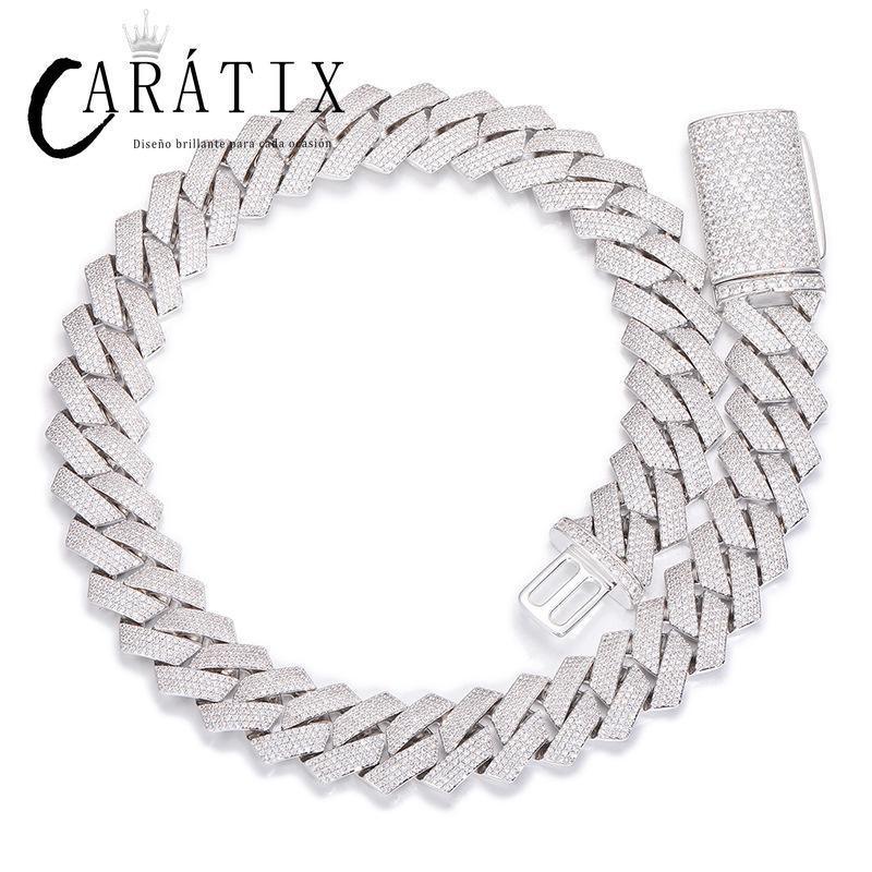 CARÁTIX 20mm 4-Row Rhombus Cuban Chain | CZ Iced Out Miami Link Hip Hop Necklace for Men - CaratixJewelry
